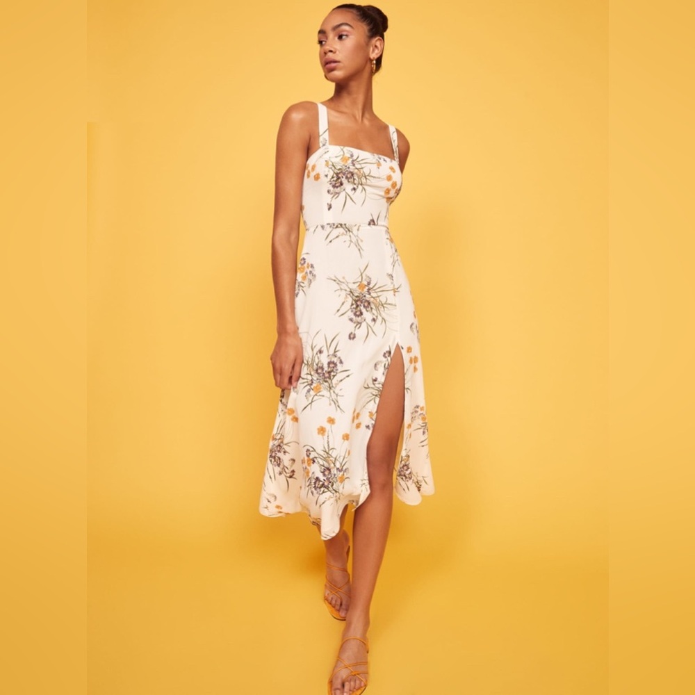 NWOT Reformation Nectarine Midi Dress in Princess White Floral Size 4